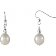 Picture of Sterling Silver EARRING Complete with Stone NONE NA 10.00-11.00 MM FRESHWATER CULTURED PEARL Polished FW CULTURED PEARL DROP EARRING