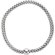 Picture of Sterling Silver BRACELET Complete No Setting WHITE RHODIUM PLATED 4.30 MM Polished WOVEN STRETCH W RHO PL BRC W/B