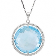 Picture of Sterling Silver NECKLACE Complete with Stone ROUND 20.00 MM SKY BLUE TOPAZ Polished 18 INCH NECKLACE