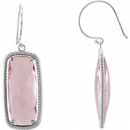 Picture of EARRING NONE ANTIQUE CUSHION 25.00X10.00 MM ROSE QUARTZ NONE P Sterling Silver Polished EARRINGS