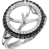 Picture of 14kt White Ring Semi-Mount with Head 07.00 NONE Round 12.00 MM NONE Polished 1/2 CTW BLCK & WHITE DIA RING
