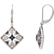 EARRINGS NONE ROUND VARIOUS SAPPHIRE NONE Complete with Stone Sterling Silver Polished SAPPHIRE AND .04CTW DIA ER