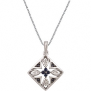 Picture of Sterling Silver NECKLACE Complete with Stone ROUND VARIOUS SAPPHIRE Polished SAPPHIRE & .025CTW DIA 18" NCK