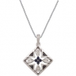 Sterling Silver NECKLACE Complete with Stone ROUND VARIOUS SAPPHIRE Polished SAPPHIRE & .025CTW DIA 18" NCK