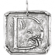 Picture of Sterling Silver D Polished POSH VINTAGE INITIAL PENDANT