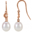 14kt Rose EARRINGS Complete with Stone NONE DROP 06.50 MM PEARL Polished FRESHWATER CULT PRL DROP EARRI