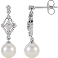 Picture of 14kt White EARRINGS Complete with Stone NONE ROUND 07.00 MM PEARL Polished 1/6CTW FREWA CULT PRL & DIA