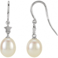 Picture of 14kt White EARRINGS Complete with Stone NONE DROP 06.50 MM PEARL Polished FRESHWATER CULT PRL EARRINGS