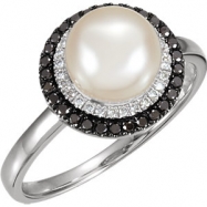 Picture of 14kt White Ring Complete with Stone 07.00 NONE Round 08.00 MM NONE Polished PEARL AND 1/4CTW DIA RING