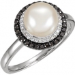 14kt White Ring Complete with Stone 07.00 NONE Round 08.00 MM NONE Polished PEARL AND 1/4CTW DIA RING