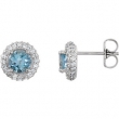 14kt White Aquamarine Pair Aquamarine and 3/8 CTW Diamond Earrings