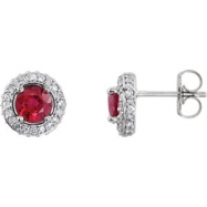 Picture of 14kt White Ruby Pair Ruby and 3/8 Diamond Earrings