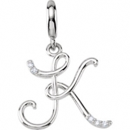 Picture of Sterling Silver Pendant Complete with Stone L ROUND 01.00 MM Diamond Polished .03CTW DIAMOND INITIAL CHARM