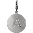 Sterling Silver Pendant Complete with Stone R ROUND 01.00 MM Diamond Polished .005 CT DIAMOND INITIAL CHARM