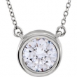Sterling Silver NECKLACE Complete with Stone 18.00 INCH ROUND 08.00 MM CUBIC ZIRCONIA Polished NECKLACE
