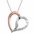 Sterling Silver/Rose Gold Plated NECKLACE COMPELTE WITH STONE 18.00 INCH ROUND 01.00 MM Diamond Polished .02CTW DIAMOND HEART NECKLACE
