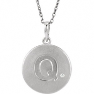 Picture of Sterling Silver Necklace Complete with Stone Q Diamond Polished 34 Inch .005CT Diamond Necklace
