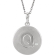 Sterling Silver Necklace Complete with Stone Q Diamond Polished 34 Inch .005CT Diamond Necklace
