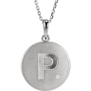Picture of Sterling Silver Necklace Complete with Stone P Diamond Polished 33 Inch .005CT Diamond Necklace