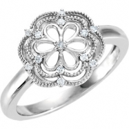 Picture of Sterling Silver Ring 07.00 Complete with Stone ROUND VARIOUS Polished .08 CT TW DIA RING
