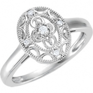 Picture of Sterling Silver Ring 07.00 Complete with Stone ROUND VARIOUS Polished .05CTW DIAMOND RING