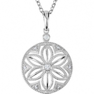 Picture of Sterling Silver NECKLACE Complete with Stone ROUND VARIOUS Diamond Polished .04CTW DIA 18 INCH NECKLACE