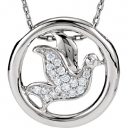 Picture of Sterling Silver NECKLACE Complete with Stone 18.00 INCH ROUND VAROIUS Diamond Polished 1/8CTW DOVE NECKLACE
