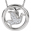 Sterling Silver NECKLACE Complete with Stone 18.00 INCH ROUND VAROIUS Diamond Polished 1/8CTW DOVE NECKLACE