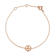 Picture of 14kt Rose BRACELET Complete No Setting 05.75-06.75  INCH Polished TINY PEACE SIGN BRACELET