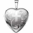 Sterling Silver Pendant Complete No Setting 15.80X16.00 MM Polished HEART LOCKET WITH CROSS