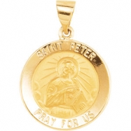 Picture of 14kt Yellow Pendant Complete No Setting 18.25 MM Polished ROUND HOLLOW ST. PETER MEDAL