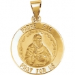 14kt Yellow Pendant Complete No Setting 18.75 MM Polished ROUND HOLLOW PADRE PIO MEDAL