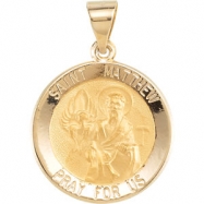Picture of 14kt Yellow Pendant Complete No Setting 18.50 MM Polished ROUND HOLLOW ST. MATTHEW MEDAL