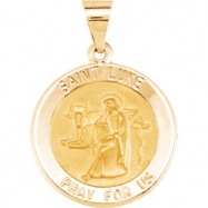 Picture of 14kt Yellow Pendant Complete No Setting 18.50 MM Polished ROUND HOLLOW ST. LUKE MEDAL