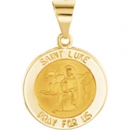 Picture of 14kt Yellow Pendant Complete No Setting 14.75 MM Polished ROUND HOLLOW ST. LUKE MEDAL