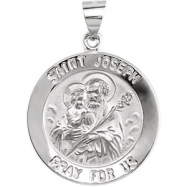 Picture of 14kt White Pendant Complete No Setting 22.00 MM Polished ROUND HOLLOW JOSEPH MEDAL