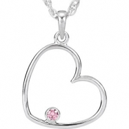 Picture of Sterling Silver Necklace Cubic Zirconia Pink Cubic Zirconia Heart Necklace