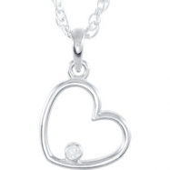 Picture of Sterling Silver Necklace Diamond .02CTW Diamond Heart Necklace