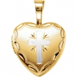Gold Plated Sterling 12.50X12.00 MM Polished HEART CROSS LOCKET