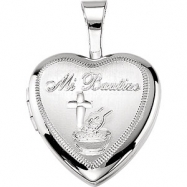 Picture of Sterling Silver 12.50X12.00 MM Polished MI BAUTIZO HEART LOCKET