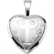 Sterling Silver 12.50X12.00 MM Polished CROSS HEART LOCKET