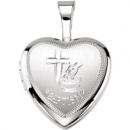 Picture of Sterling Silver 12.50X12.00 MM Polished BAPTISM HEART LOCKET