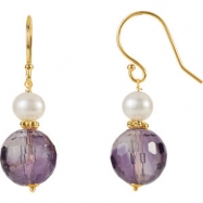 Picture of 14kt Yellow EARRING Complete with Stone VARIOUS VARIOUS AMETHYST AND PEARL Polished EARRINGS