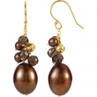 14kt Yellow EARRINGS Complete with Stone VARIOUS VARIOUS SMOKY QUARTZ AND CHOC PEARL Polished EARRINGS