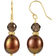 14kt Yellow EARRINGS Complete with Stone VARIOUS VARIOUS SMOKY QUARTZ AND CHOC PEARL Polished EARRINGS