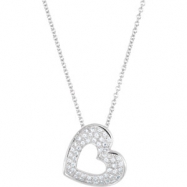 Picture of 14kt White NECKLACE Complete with Stone ROUND VARIOUS Diamond Polished 1/4CTW DIA HEART NECKLACE