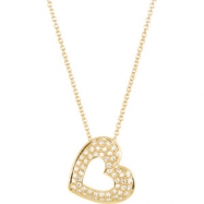 Picture of 14kt Yellow NECKLACE Complete with Stone ROUND VARIOUS Diamond Polished 1/4CTW DIA HEART NECKLACE