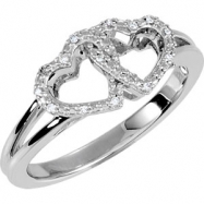 Picture of Sterling Silver Ring 07.00 Complete with Stone ROUND VARIOUS Polished .05CTW DIA HEART RING