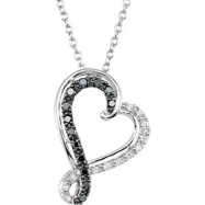 Picture of Sterling Silver NECKLACE Complete with Stone ROUND VARIOUS BLACK AND WHITE DIAMOND Polished 1/5CTW DIA HEART 18 INCH NECKL