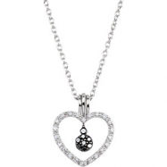 Picture of Sterling Silver NECKLACE Complete with Stone ROUND VARIOUS BLACK AND WHITE DIAMOND Polished 1/6CTW DIA HEART 18 INCH NECKL
